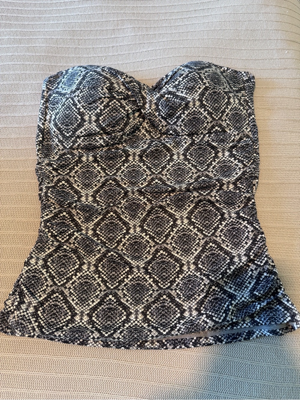 Strapless Snake Print Tankini (Top only) - Black & White